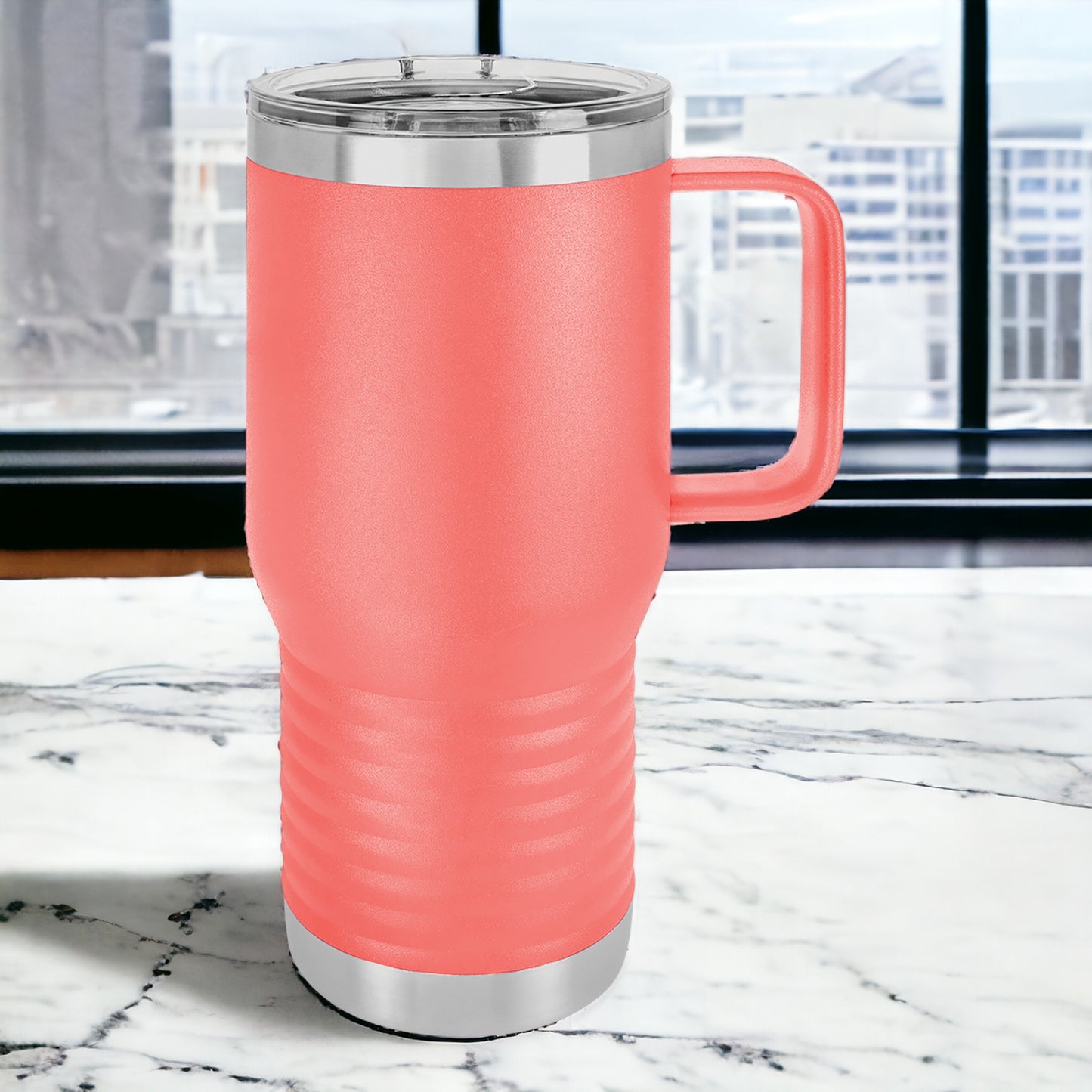 20 oz Travel Tumbler with Handle, Custom Company Logo, Slide Lid