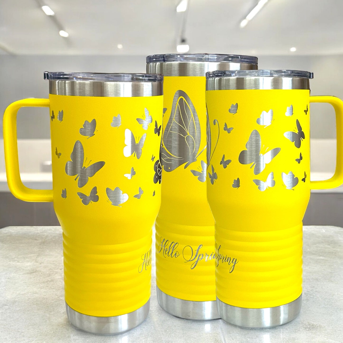 20 oz Travel Tumbler with Handle, Custom Company Logo, Slide Lid