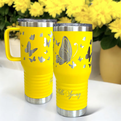 20 oz Travel Tumbler with Handle, Custom Company Logo, Slide Lid