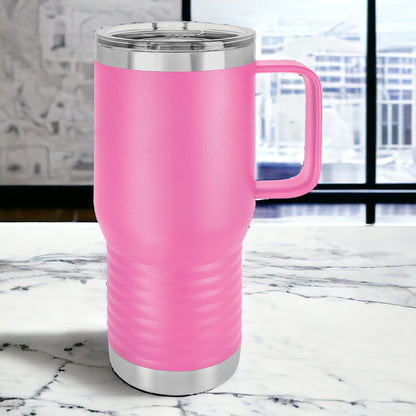 20 oz Travel Tumbler with Handle, Custom Company Logo, Slide Lid