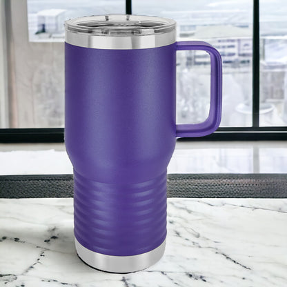 20 oz Travel Tumbler with Handle, Custom Company Logo, Slide Lid