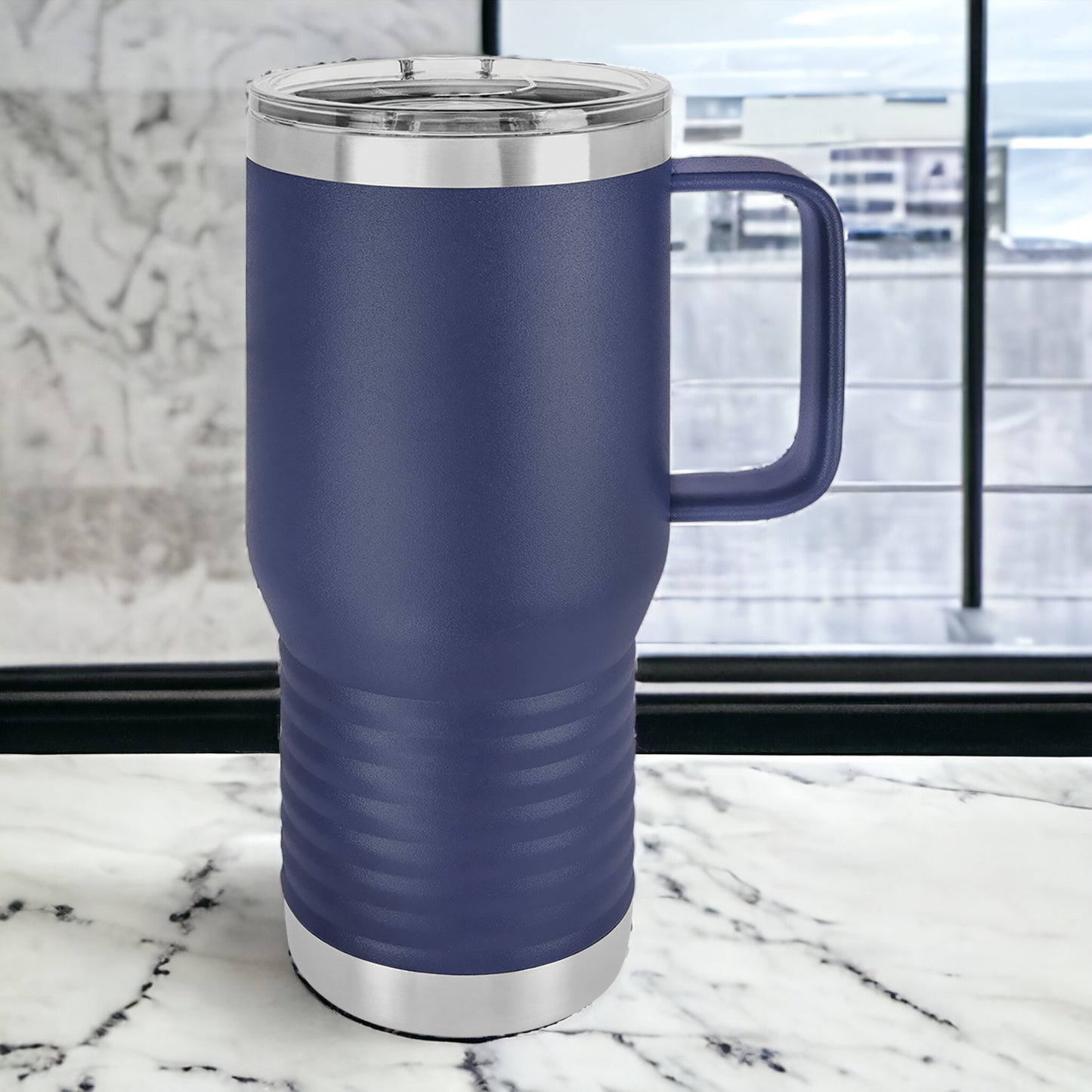 20 oz Travel Tumbler with Handle, Custom Company Logo, Slide Lid