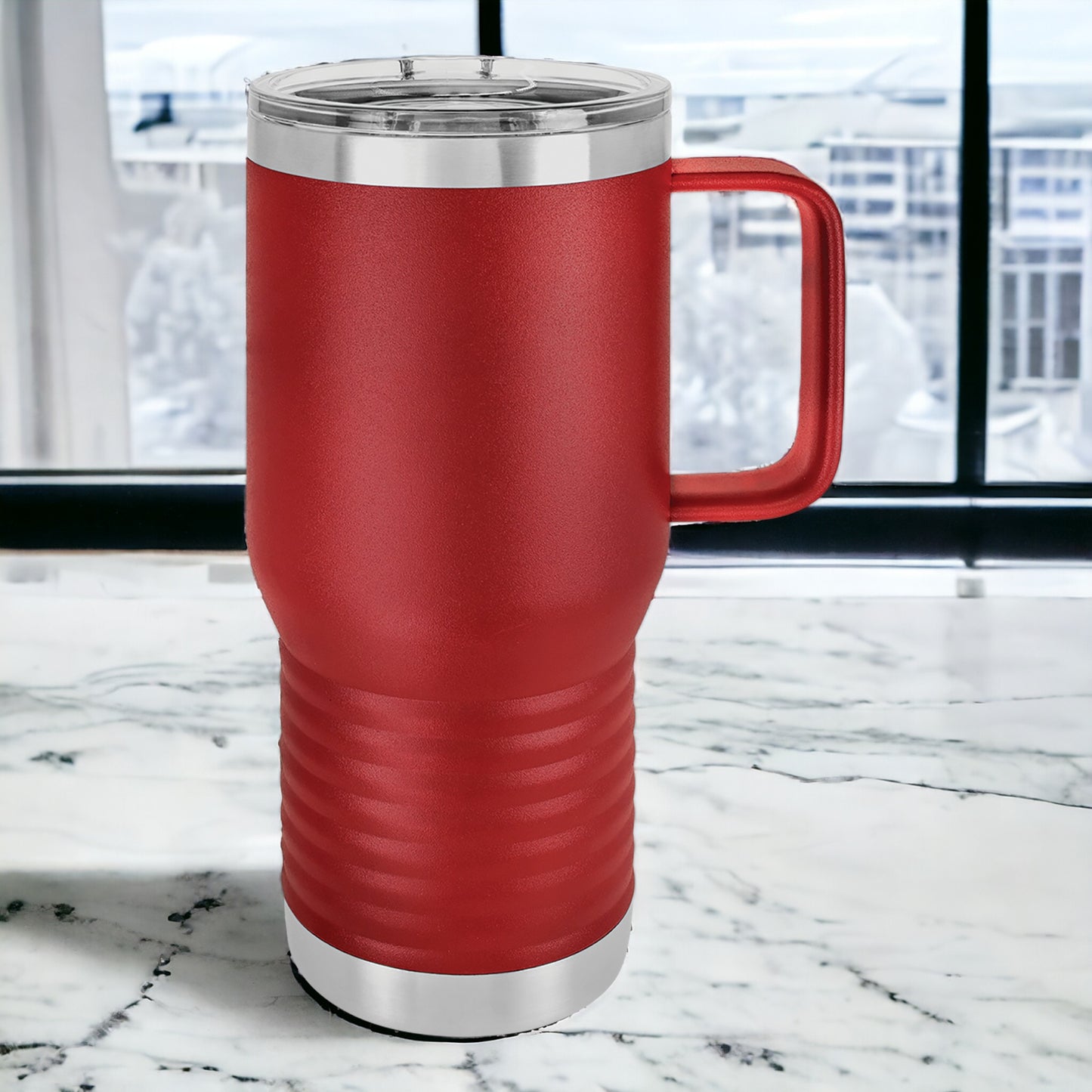 20 oz Travel Tumbler with Handle, Custom Company Logo, Slide Lid