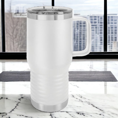 20 oz Travel Tumbler with Handle, Custom Company Logo, Slide Lid