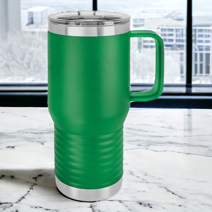 20 oz Travel Tumbler with Handle, Custom Company Logo, Slide Lid