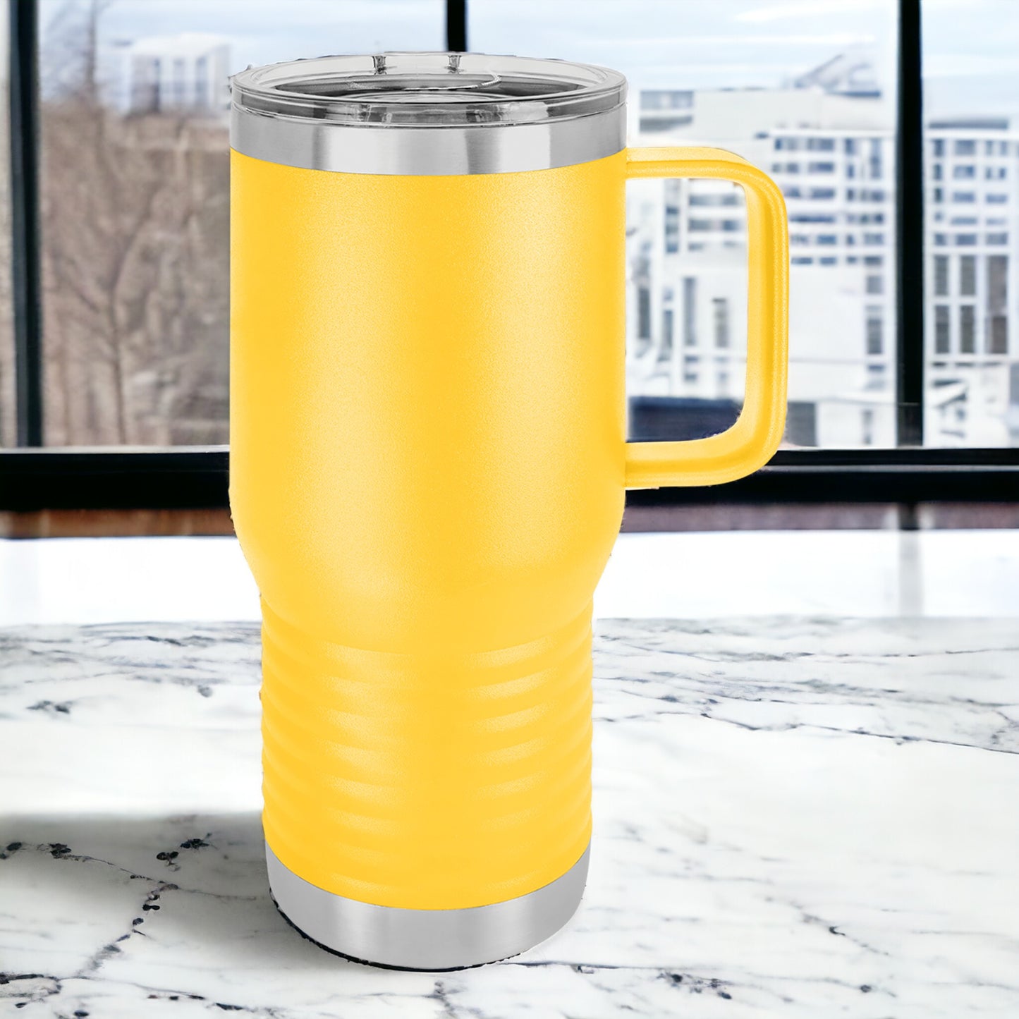 20 oz Travel Tumbler with Handle, Custom Company Logo, Slide Lid