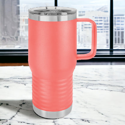 20 oz Travel Tumbler with Handle, Custom Company Logo, Slide Lid