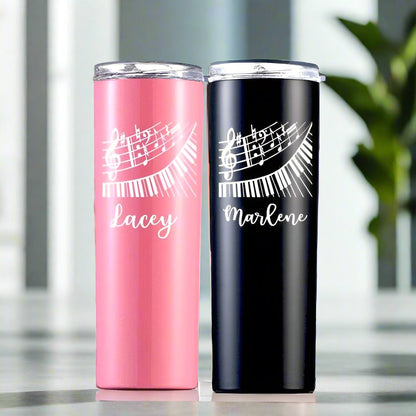 Music Teacher Gift Tumbler Cup Music Lover Fan Piano Player Teacher Appreciation, Personalized Laser Engraved Custom Name